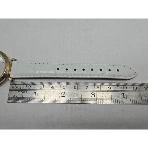 Ted Baker Ava Womens Gold Tone White Leather 36mm Date Quartz Watch New Battery - Picture 8 of 12